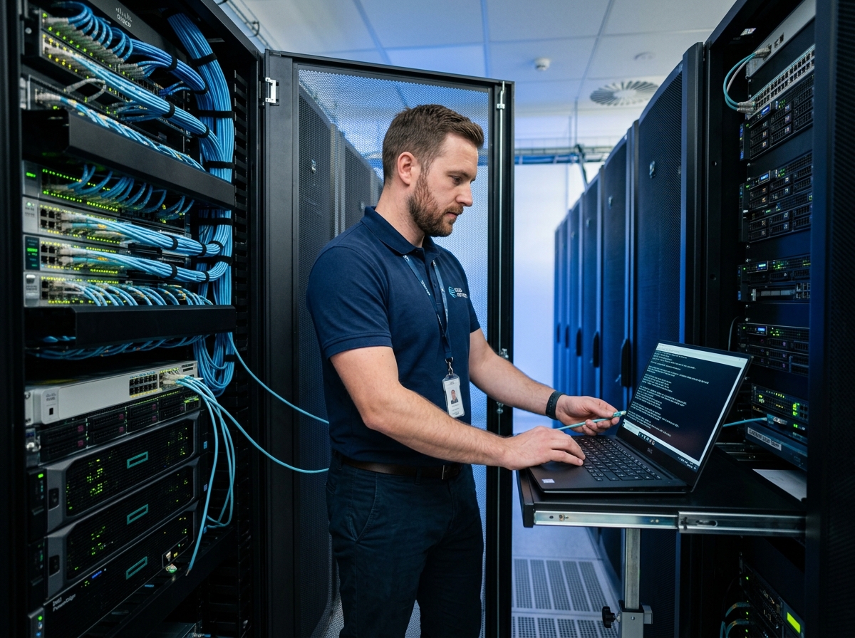 Inżynier systemowy i administrator Partner IT konfigurujący serwery i infrastrukturę